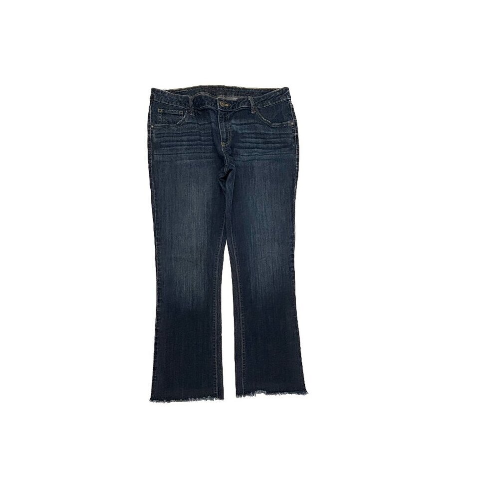 Simply Vera Vera Wang Boot Raw Hem Women's size 12 Dark Wash Blue Denim Jeans